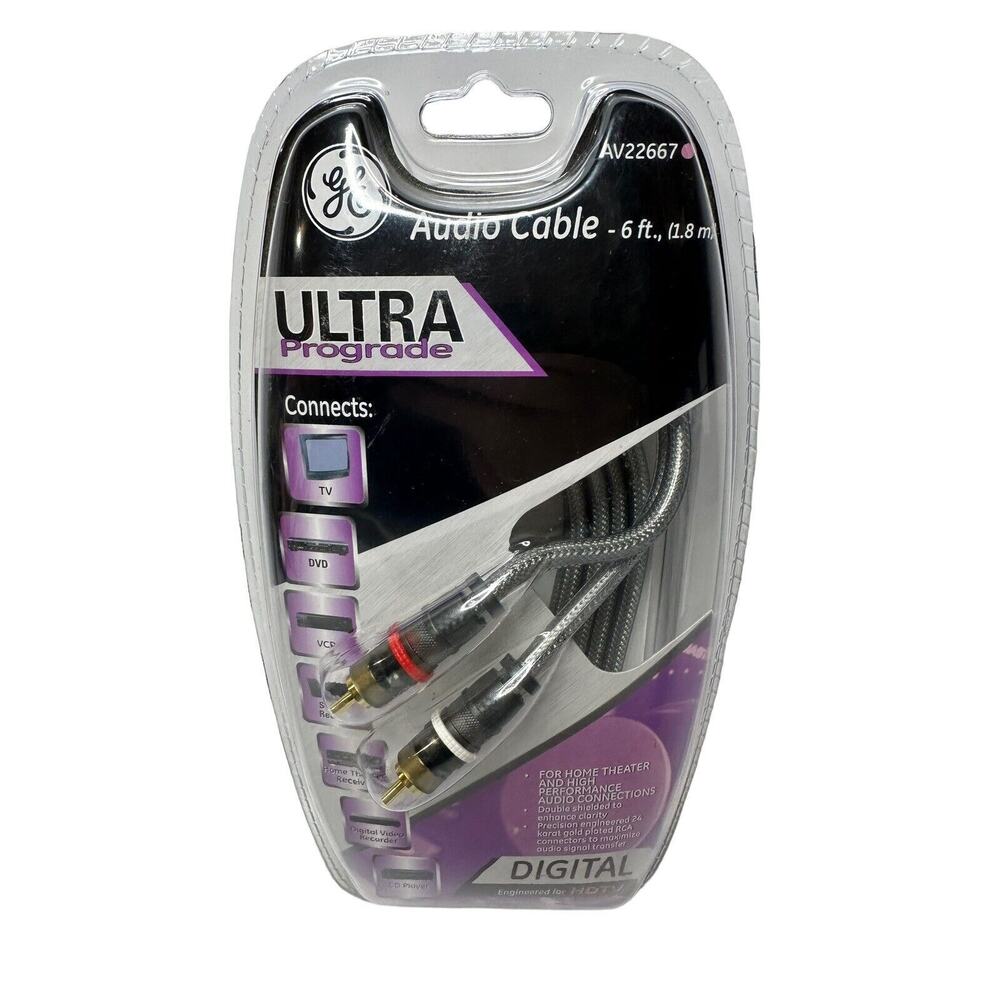 GE Ultra Prograde Audio Cable NEW NIB AV22667 6 Foot Cord Home Theater Sound